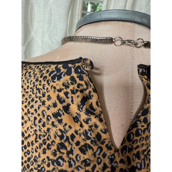 VTG 90s Blue Ice silk Animal Print Safari reptile snakeskin Sleeveless Top12 - Picture 7 of 11